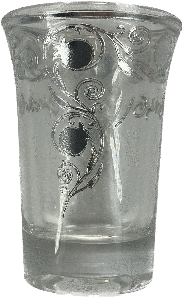 6 Cup Shot Glass Set-Silver Pomegranate Design-2.5"h (SHB-HDR5509)
