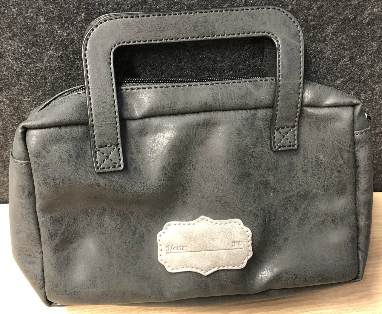 Faux Leather Esrog Pouch w/ Handle-- Black (ES-44432)