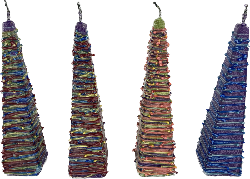 Pyramid Shape Havdallah Candle Drip Wax Design (Asst. Colors) (HV-HMCPD)