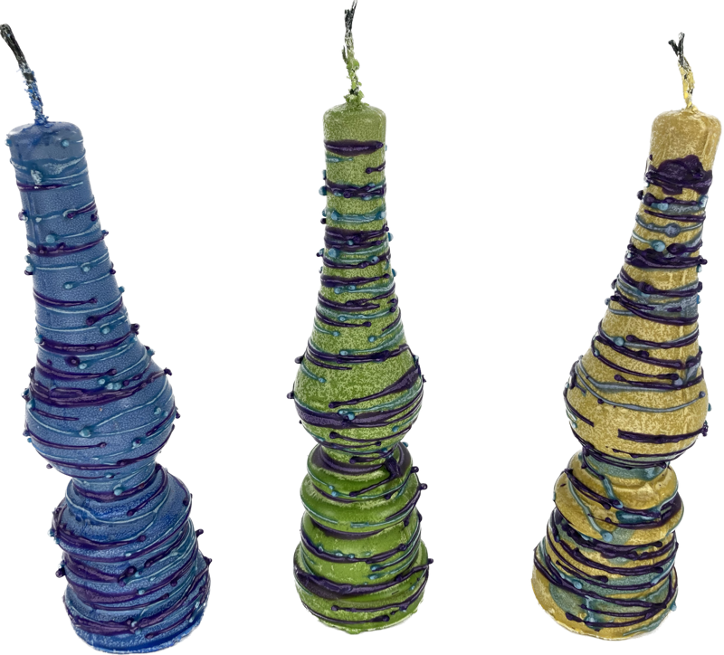 Torch Shape Havdallah Candle Drip Wax Design (Asst. Colors) (HV-HMCTD)