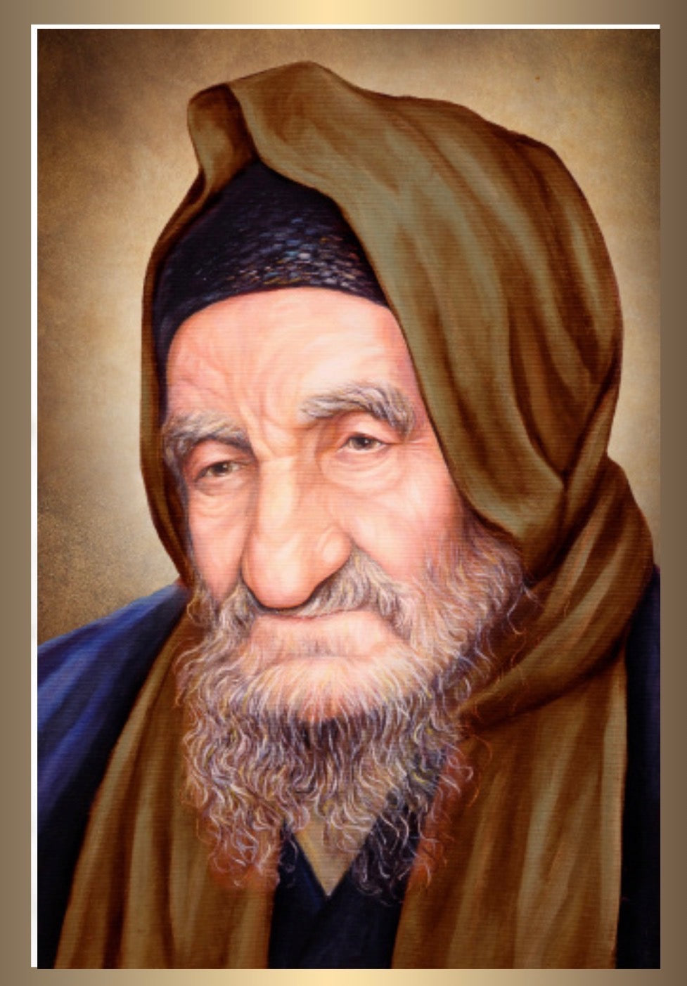 Baba sali with dark scarf 20" x 28" - Frame (J10F27LG)