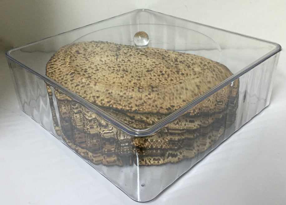Square Lucite Matzah Box with Cover- Large 12" (P-MBXM)