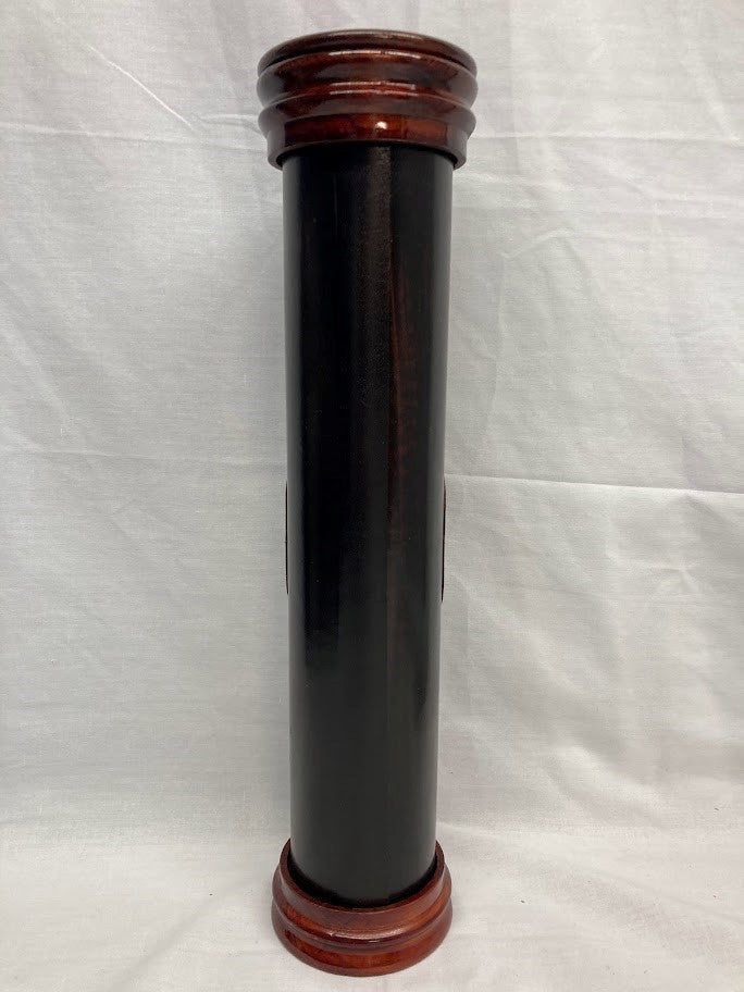 Leather & Wood Megillah Holder 12" Patch Design-Dark (MG-LP12A)