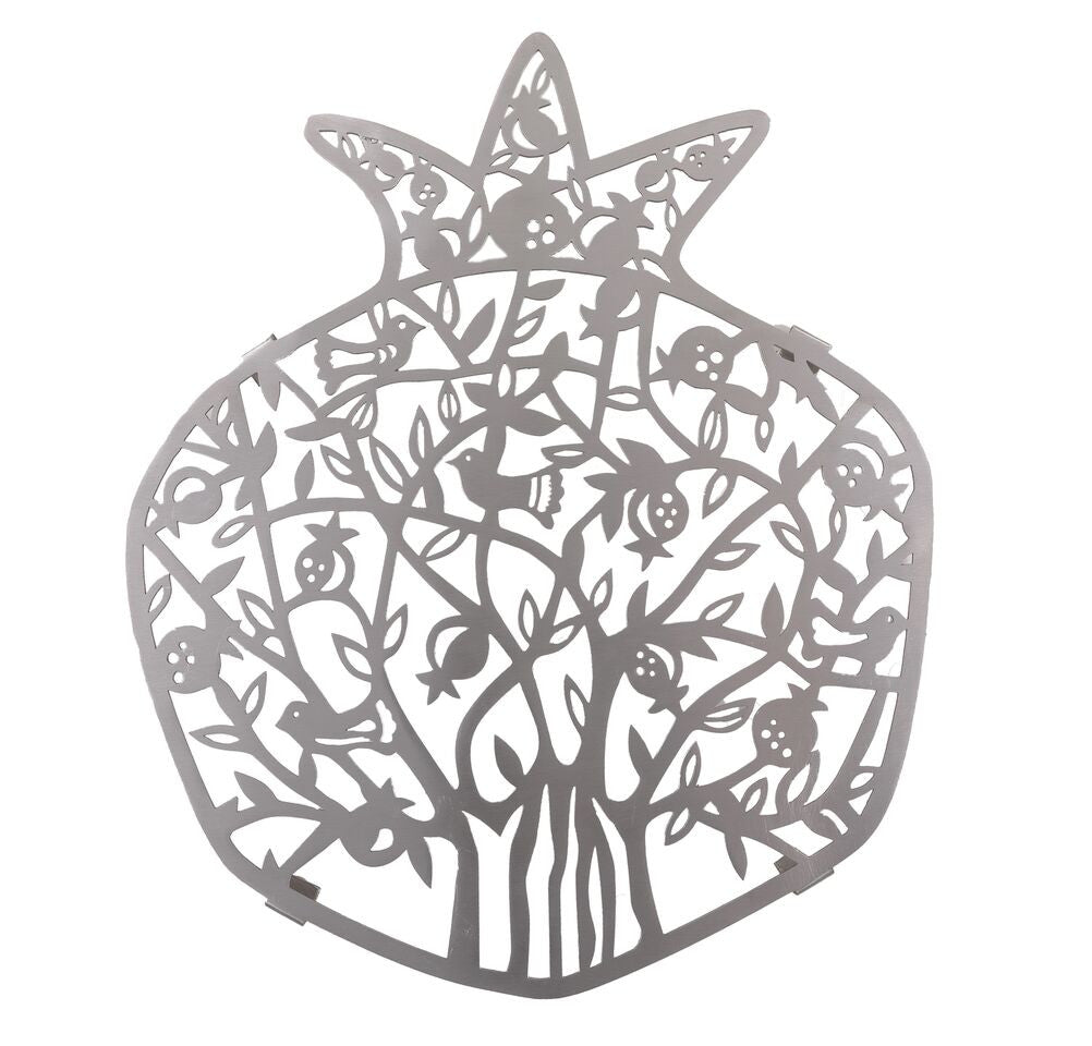 Emanuel Stainless Steel Laser Cut Trivet-- Pomegranates & Birds (EM-MHA5)