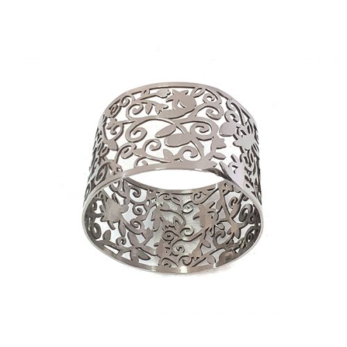 Emanuel Lace Napkin Rings, Set of 6- Pomegranate-Silver(EM-RA1)