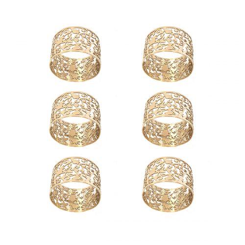 Emanuel Lace Napkin Rings, Set of 6- Pomegranate-Gold (EM-RA2)