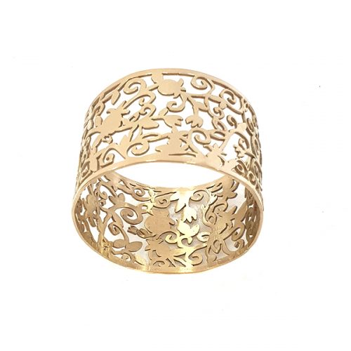Emanuel Lace Napkin Rings, Set of 6- Pomegranate-Gold (EM-RA2)