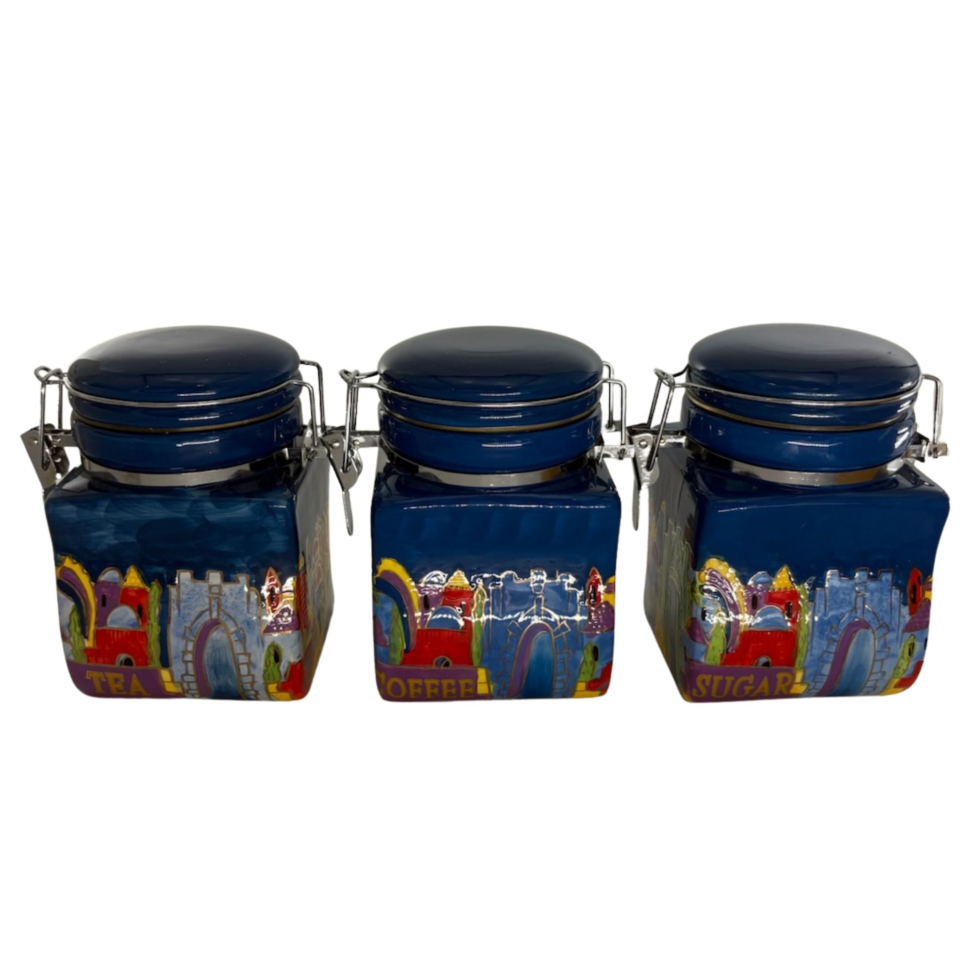 Karshi Ceramic Coffee Tea Sugar Set Jerusalem-Colored (MC-5936)