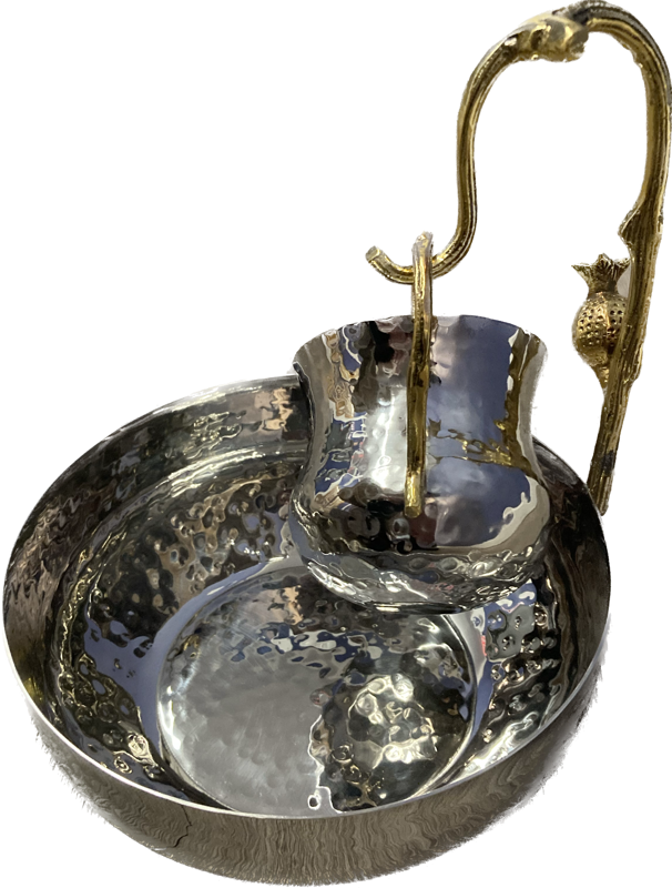 Hammered Silverplated Mayim Achronim-Pomegranate Design (MA-9375)