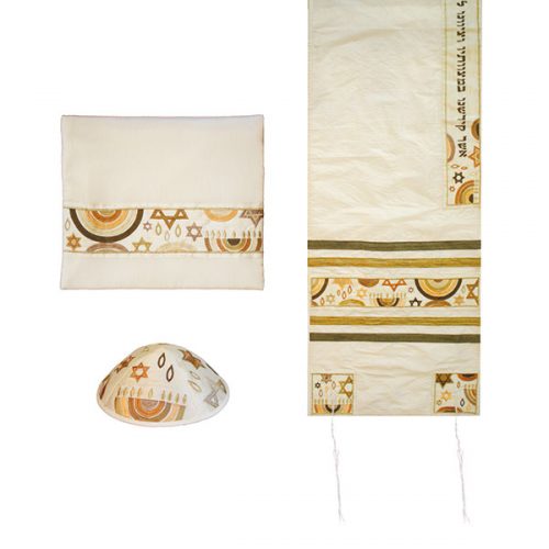 Emanuel Machine Embroidered Tallit Set-- Star Of David (EM-TAB3G)