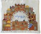 Emanuel Embroidered Tfillin Bag Jerusalem White (EM-TFC-4W)