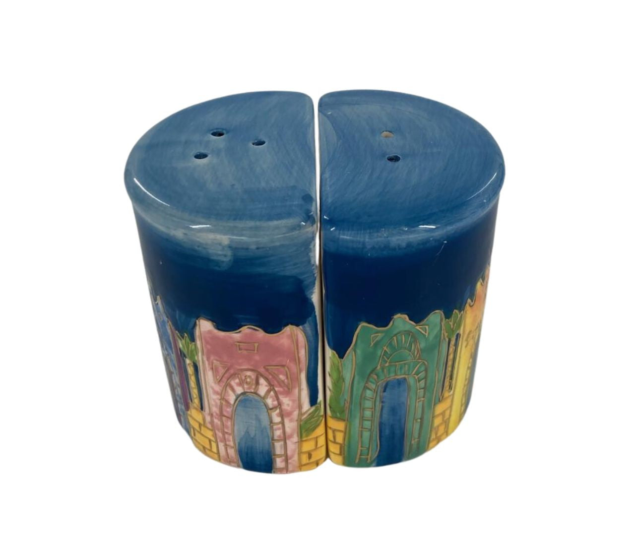 Ceramic Salt & Pepper Shakers-Jerusalem Design (MC-5927)
