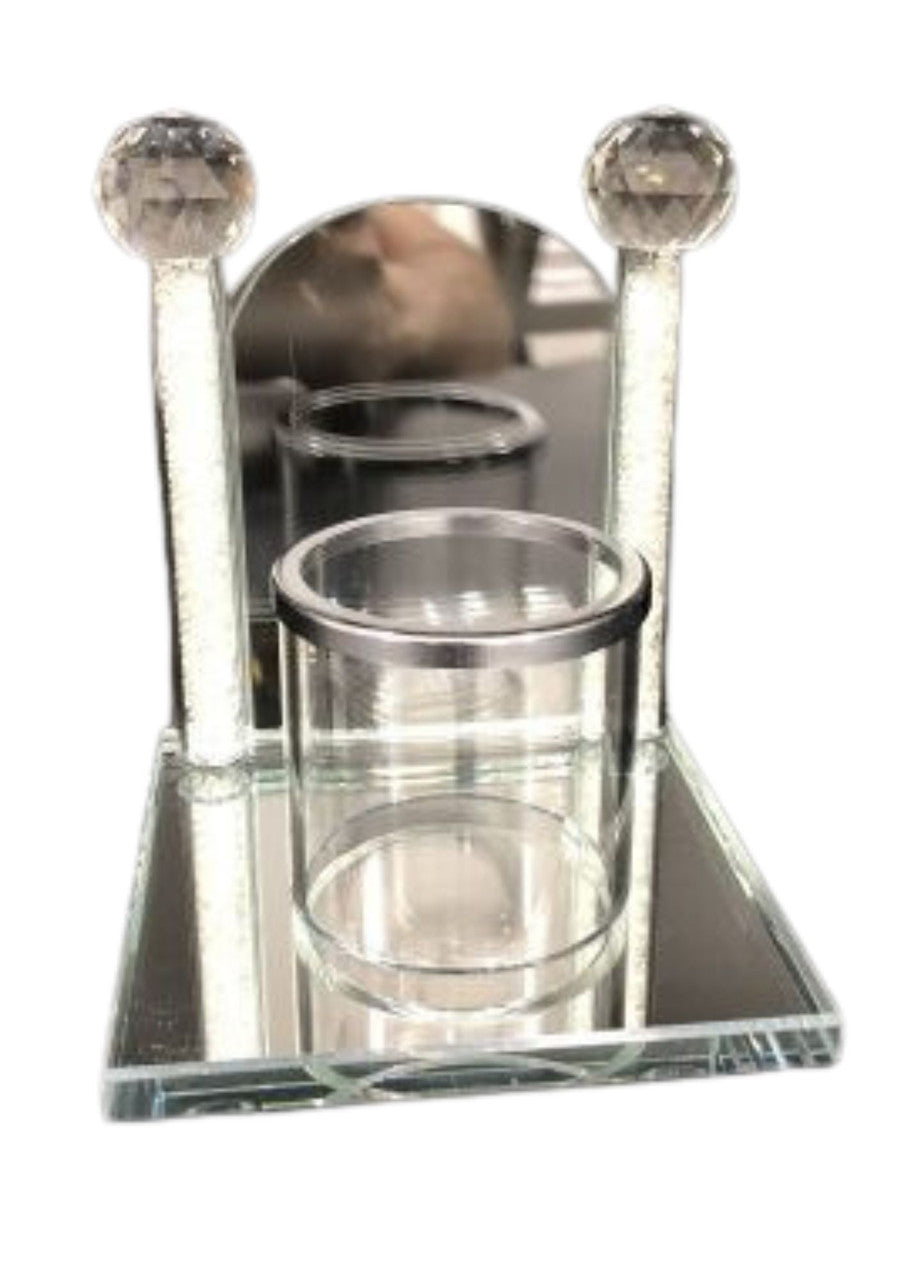 Crystal Memorial Candle Holder Mirror 6"(SC-12127)