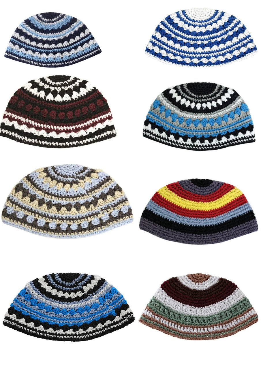 Knitted Colored Kippah-Asst. Colors/Sizes 21cm-24cm (MC-CKK) 06109