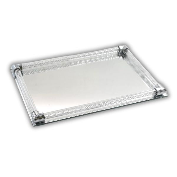 Mirror Candlestick Tray-Silver Design 8"x12" (CP-13705S)