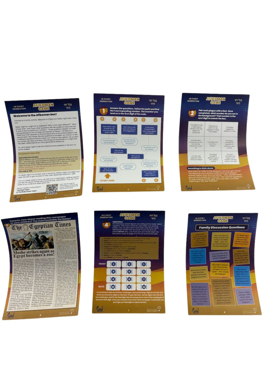 The Afikoman Escape Box-Seder Trivia Game (GM-AFBOX) "NEW"