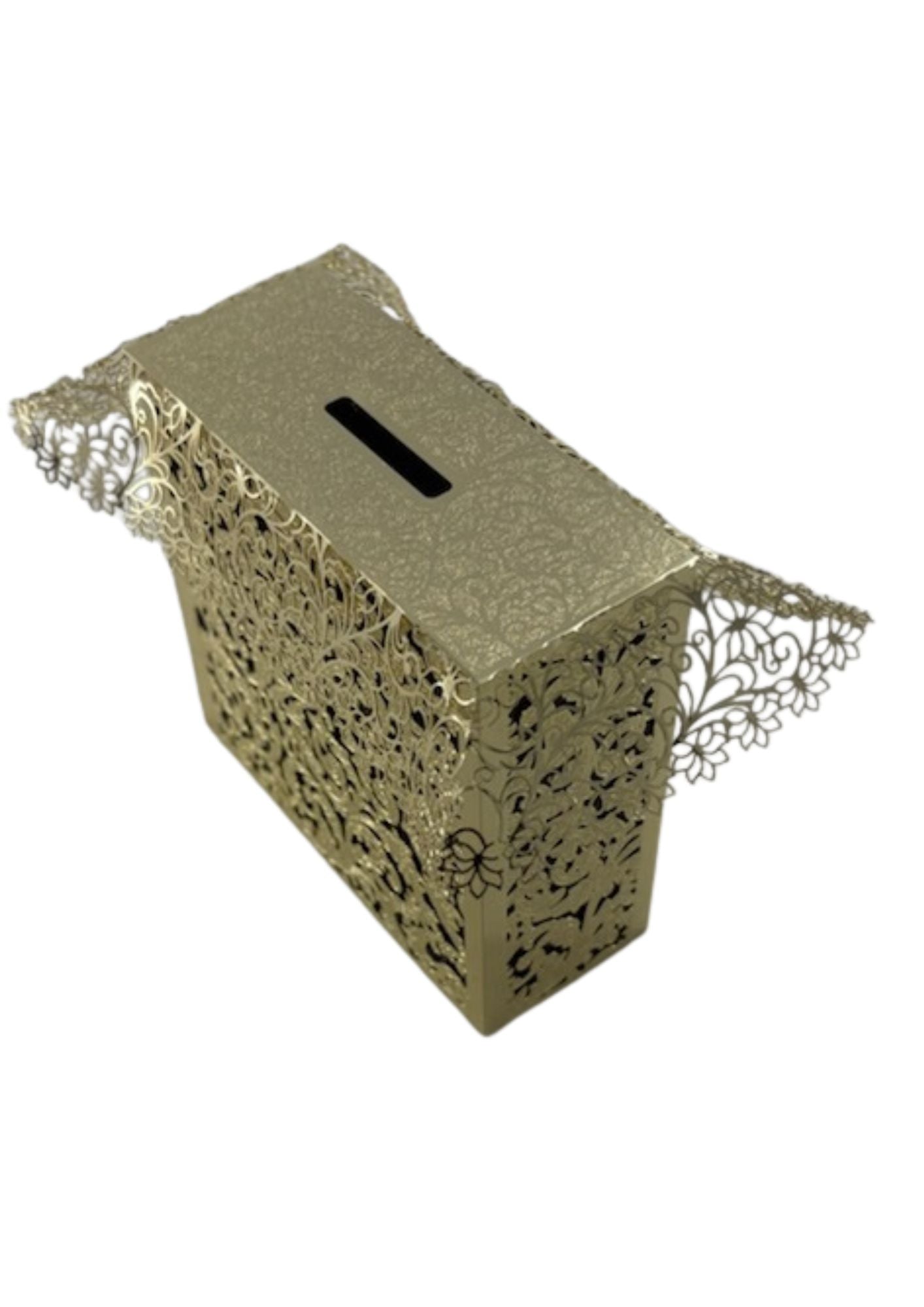 Lasercut Gold Tzedaka Box-Rectangle 770 Design (TZ-OJ1RE)