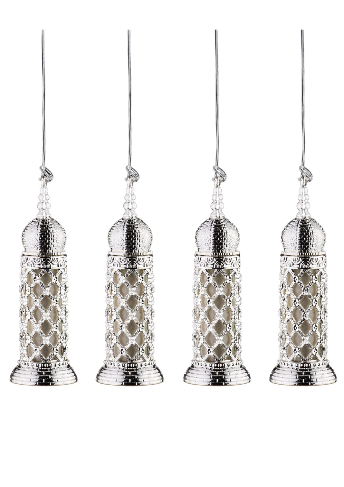 Silver Filigree Fask-Set of 4-12ml 4" (AO-601)
