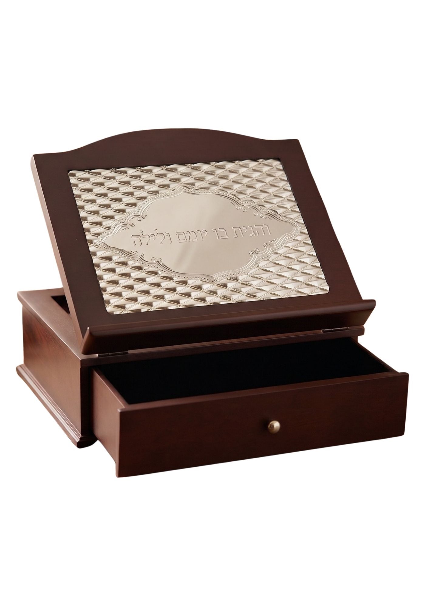 Wood Tabletop Shtender With Drawer -Silverplate Pillows Design (MC-20232)