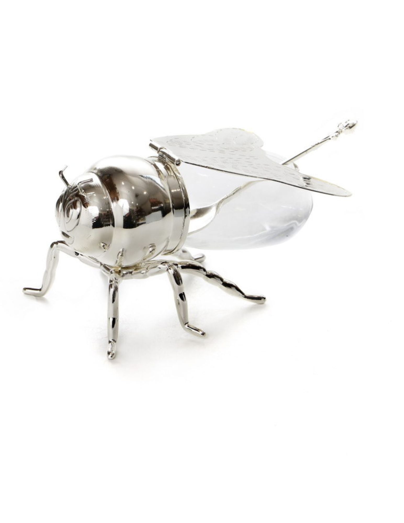 Glass/Silver Bee Shape Honey Dish  (HD-X3058)