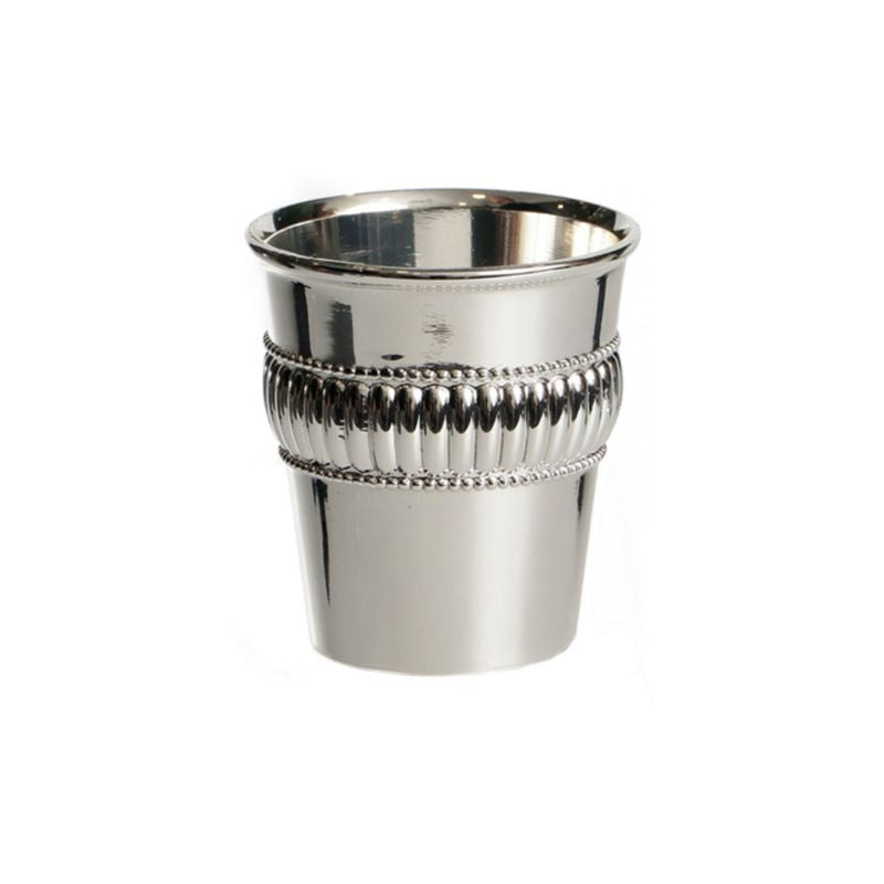 Small Reviit Silverplate  Kiddush Cup-Lined Band Design  (KC-X118A)