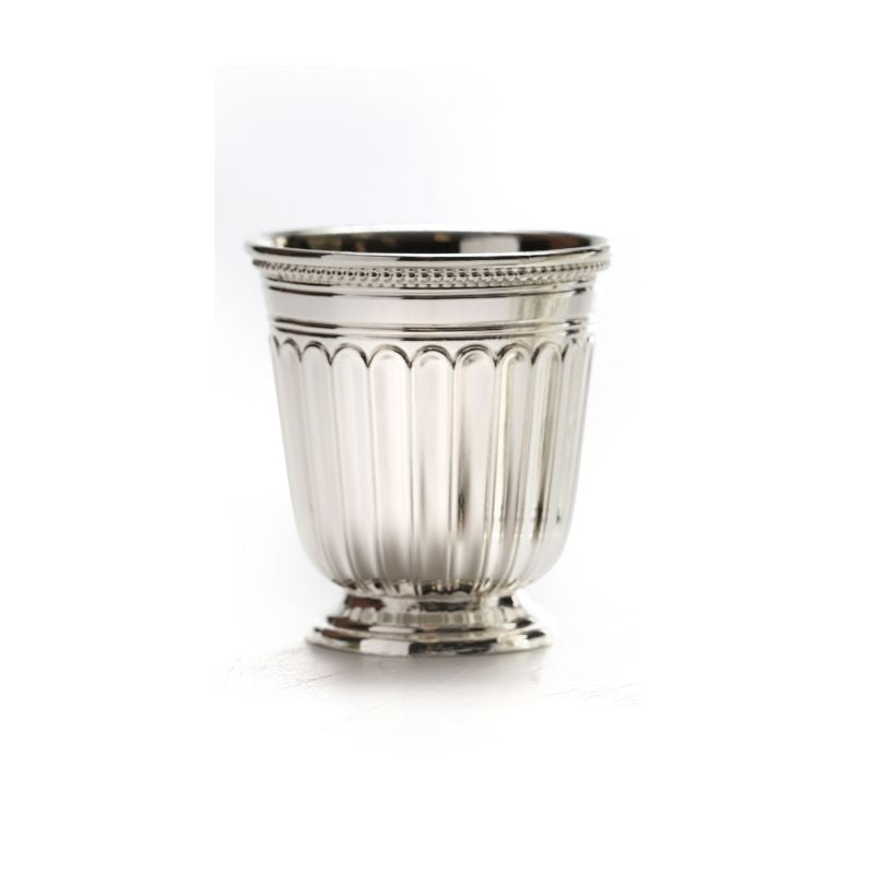 Small Reviit Silverplate  Kiddush Cup-Sripes Design on Pedestal  (KC-X118C)