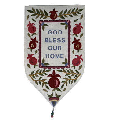 White God Bless Our Home Large Shield Tapestry