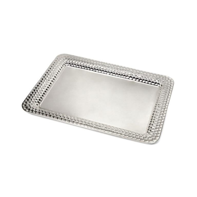 Silverplate Candlestick Tray-Hammered Border Design 17"x13" (CP-X2034G)