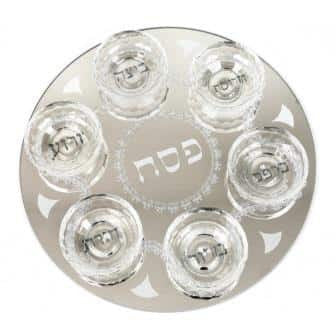 Crystal Seder Plate-15" Lace Design (P-X2310A)