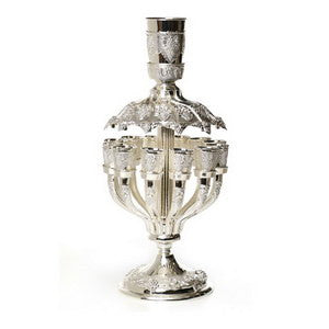 Silverplate Filigree Kiddush Fountain-- 6 Cups-Grapes Design-20" (SHB-X2630GG)