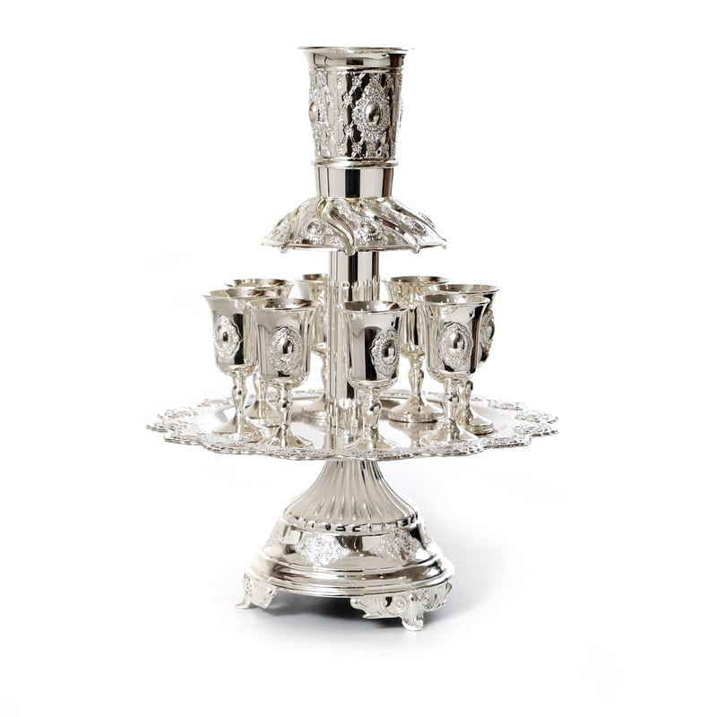 Silverplate Kiddush Fountain-- 8 Cups-On Stem (SHB-X2913A)