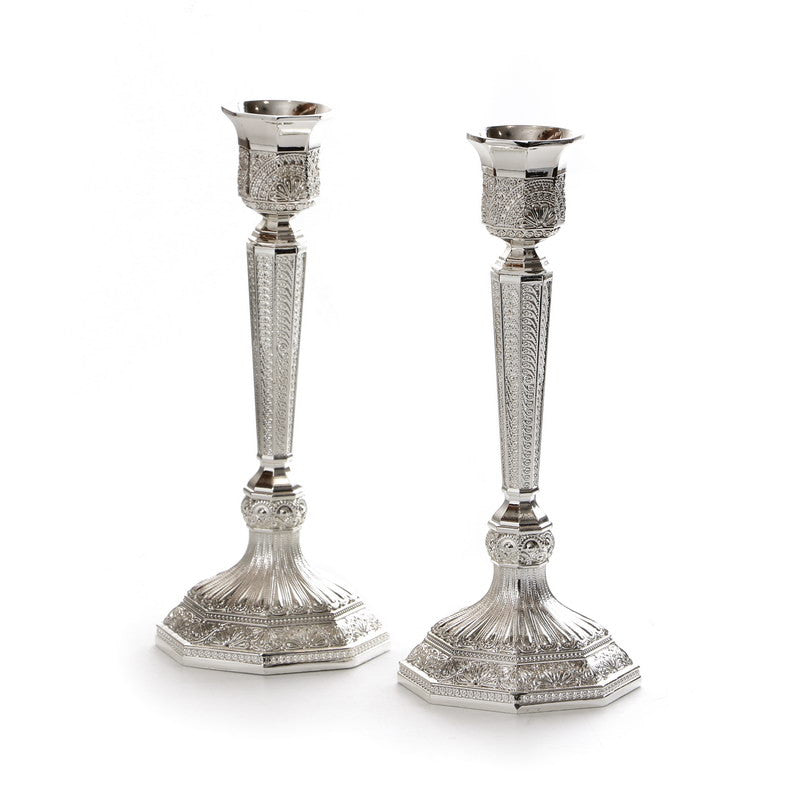 Silverplate Filigree Candlesticks-- 7" (CS-X3047G)