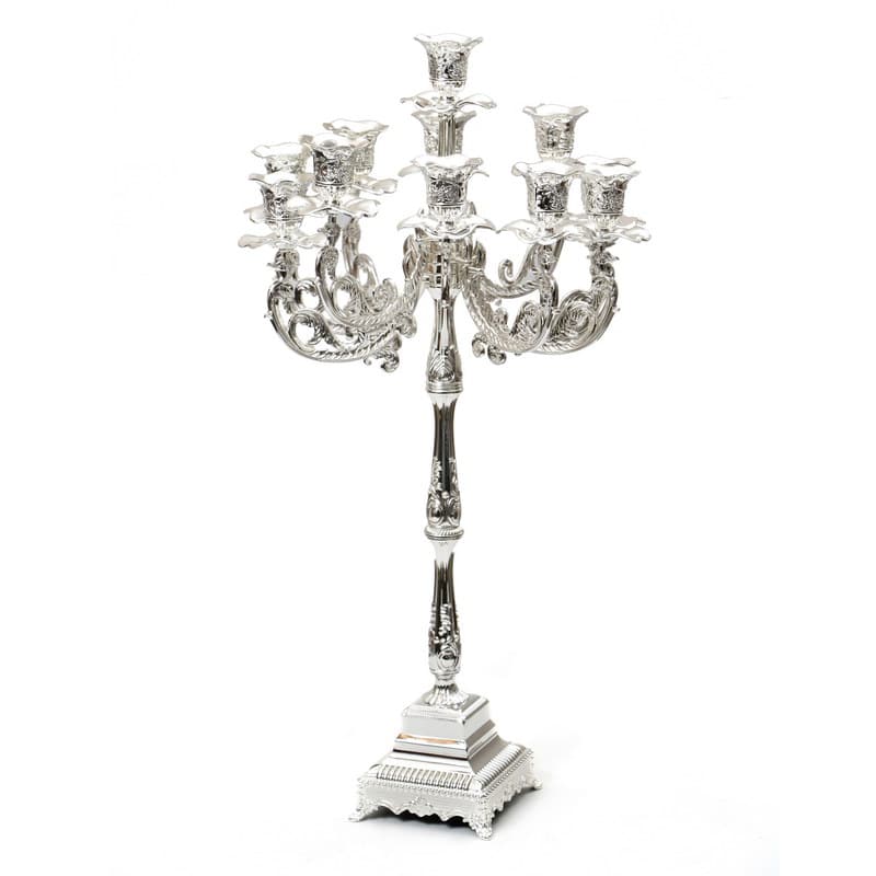 11 Branch Silverplated  Traditional Candelabra-- 24" (CS-X3054G)