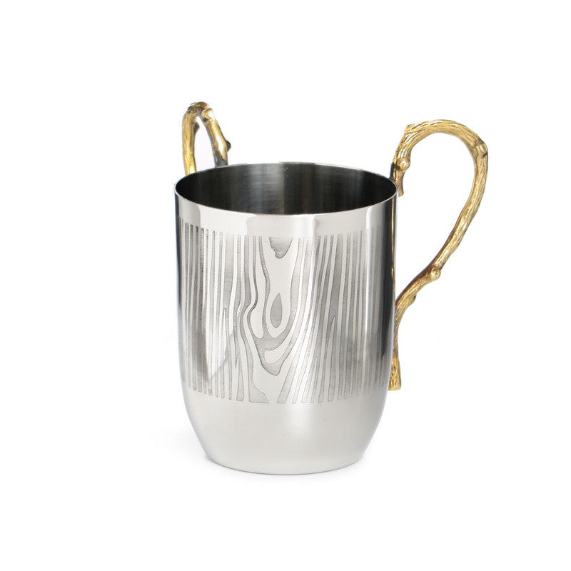 Stainless Steel Washing Cup- Silver-Brass handles (WCX751)