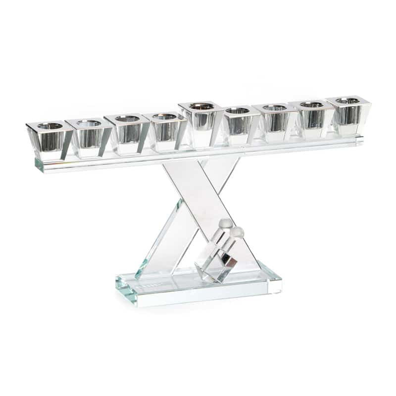 Crystal Menorah w/ Dreidal Design-14"x8"h (M-X3785S)