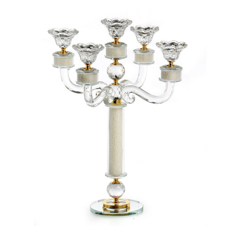 Crystal Candlelabra 5 Branch-17"H (CS-X3792Z)