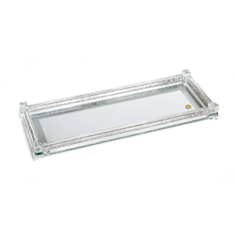 Mirror Candlestick Tray-Crushed Silver Design 16.5"x5.5" (CP-X4060)