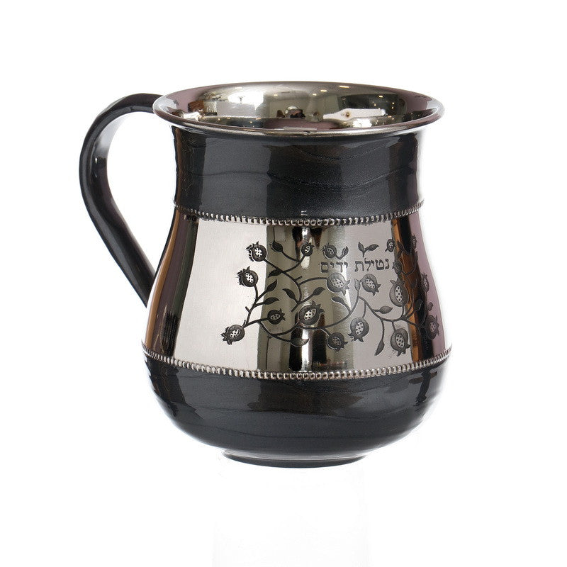 Stainless Gray Enamel Washcup- Blessing (WC-X4702B)