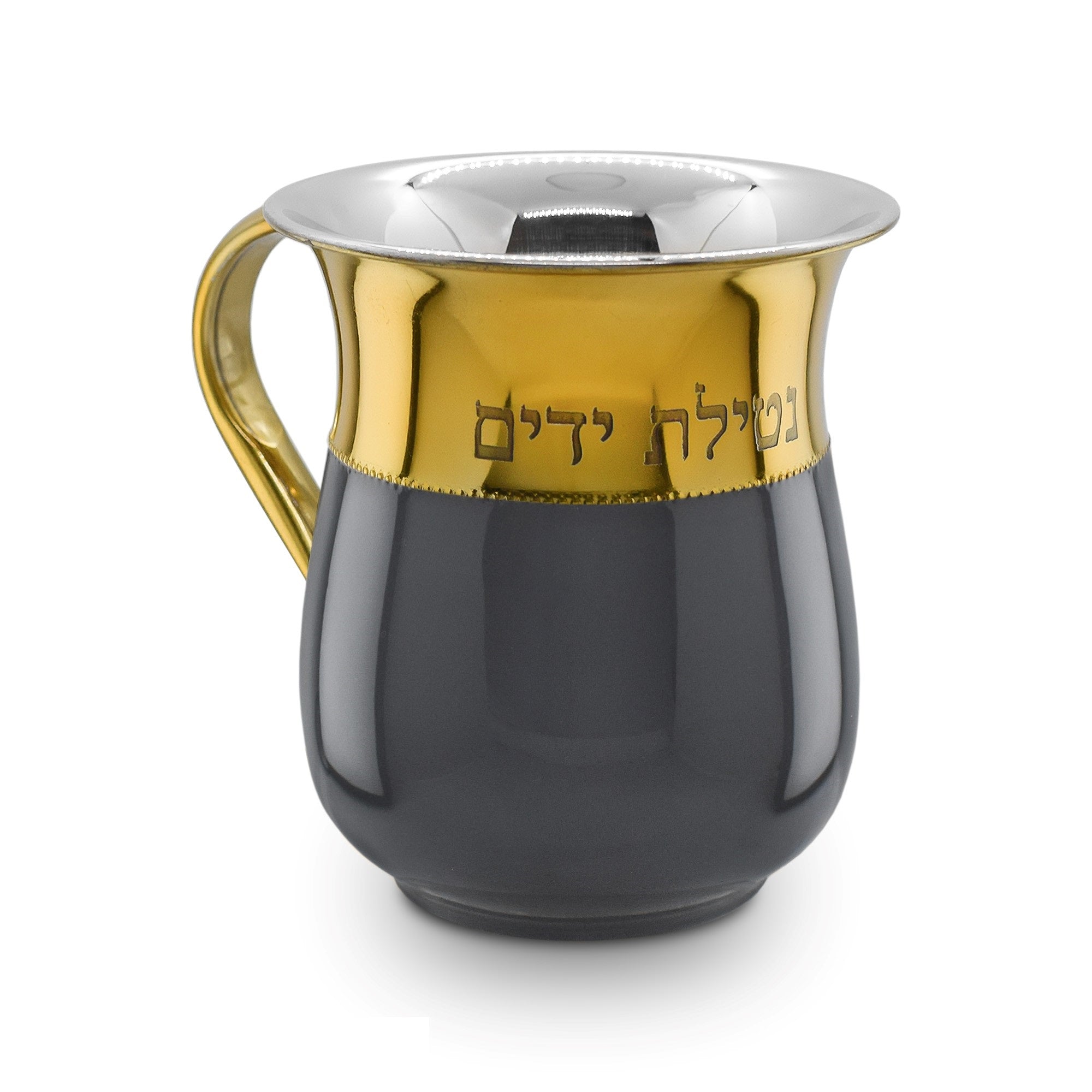 Stainless Enamel Washcup-Gray and Gold Design- Blessing (WC-X4703SZ)