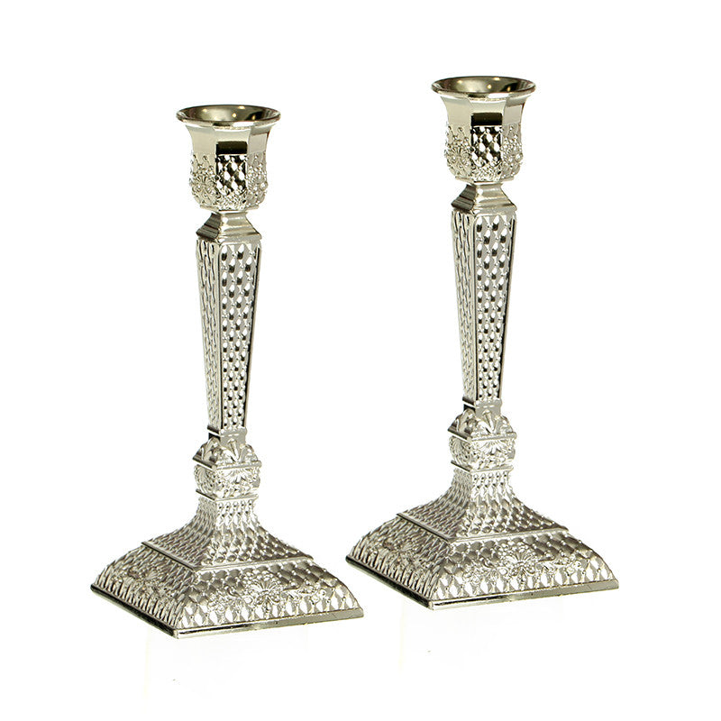 Silverplate Filigree Candlesticks 8" (CS-X4867)