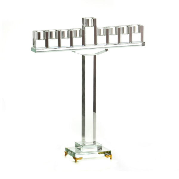 Crystal Tall Square Menorah-14"H x11.5"W (M-X4966)