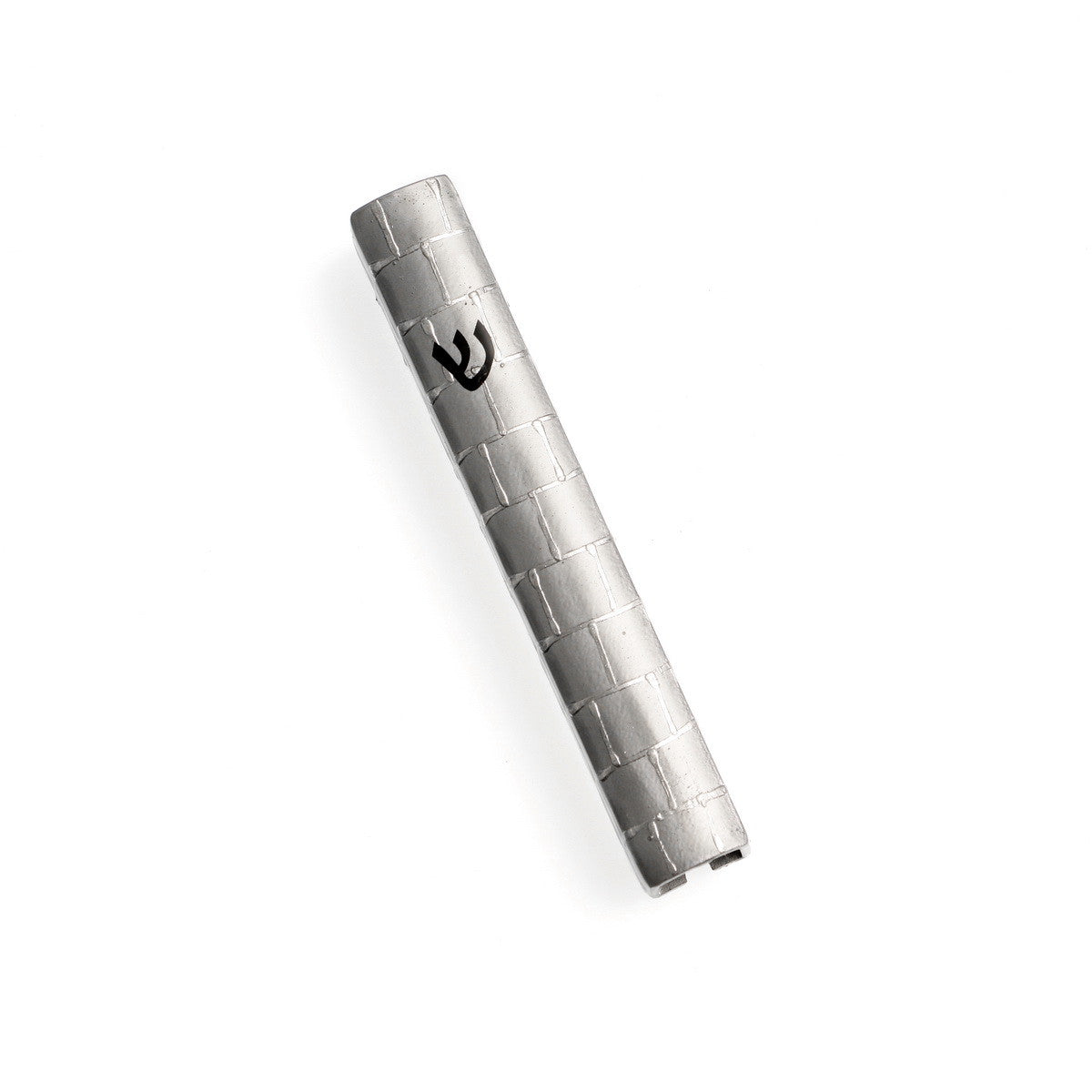 Silver Metal Mezuzah Case 15cm-Jerusalem Stone Design (MZ-X4977)