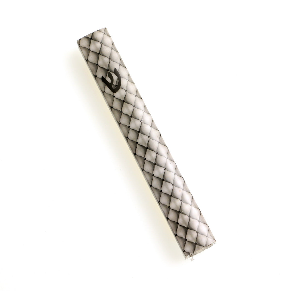 Metal Mezuzah Case 15cm-Silvertone Diamond Design (MZ-X4979S)