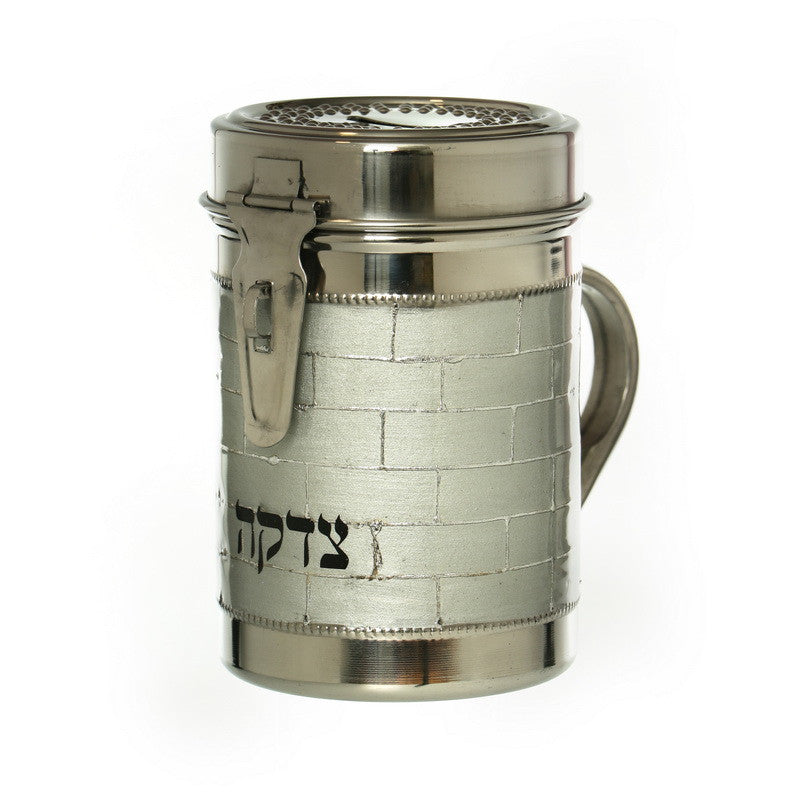 Stainless Steel  Brick Design Shul Tzedakah Box/Pushka-Silver (TZ-X5023)