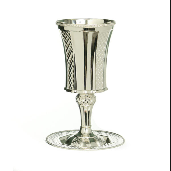 Silverplate Elijah Kiddush Goblet Clean Design With Plate  9" (P-X5108A)