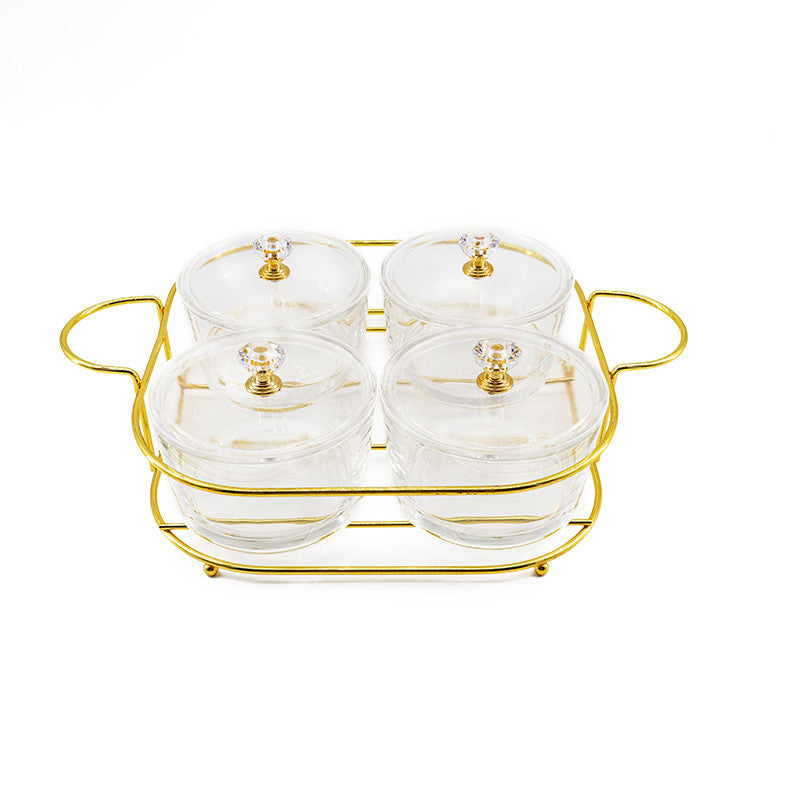 Dip Bowl  Set-4 Glasses on Stand W/ Spoons (SHB-X5127)
