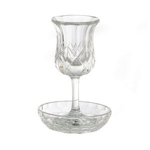 Crystal Kiddush Cup on Stem w/ Plate (KC-X5552)