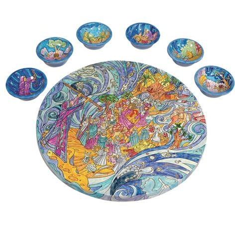 Emanuel Wooden Painted Seder Plate  (EM-SP)