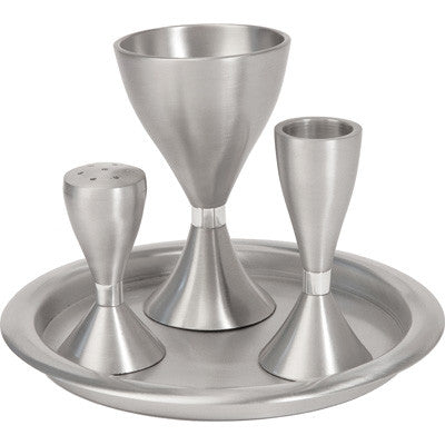 Yair Emanuel Anodized Aluminum Havdallah Set Silver (EM-HVM1)