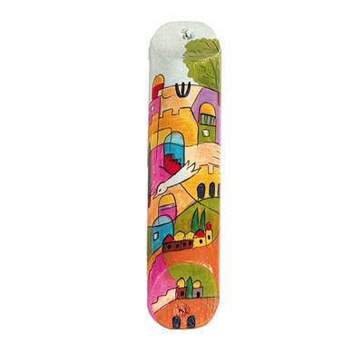 Small Wooden Mezuzah  (EM-MZS Round)